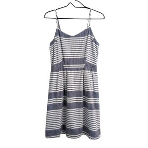 Old Navy blue / white striped, casual, strappy, mini dress, side zipper size M